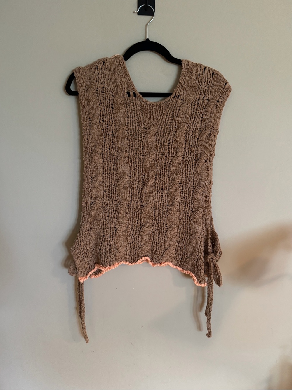 Free People Taupe Knit Sleeveless Top with Pink Accent NWOT